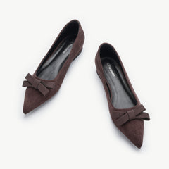 Bowknot Suede Flats (Aida) Chocolate