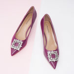 Purple Crystal Embellished Women Buckle Pumps: Versatile and Stylish