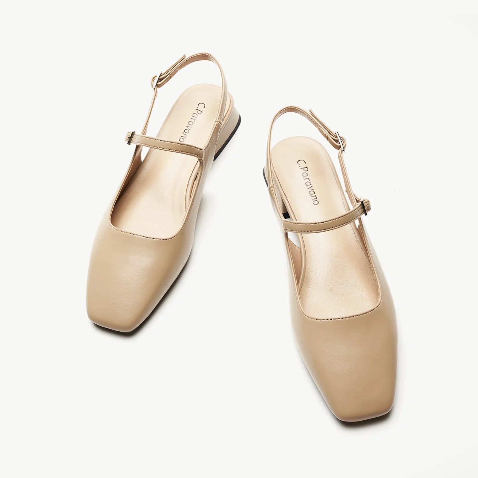 Square-Toe Sleek Slingback Flats (Felicia)